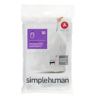 simplehuman Code A Drawstring Custom Fit Trash Can Liners, 30-pk, White, 4.5-L Front_Flat