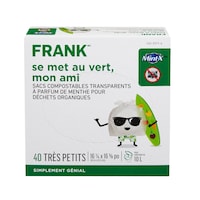 Sacs à déchets organiques compostables FRANK, parfum menthe, très petit, transparent, 10 L, paq. 40 Front_Elevated