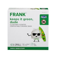 FRANK Extra-Small Organic Mint Scented Compostable Food Waste Bags, 40-pk, Clear, 10-L Front_Elevated