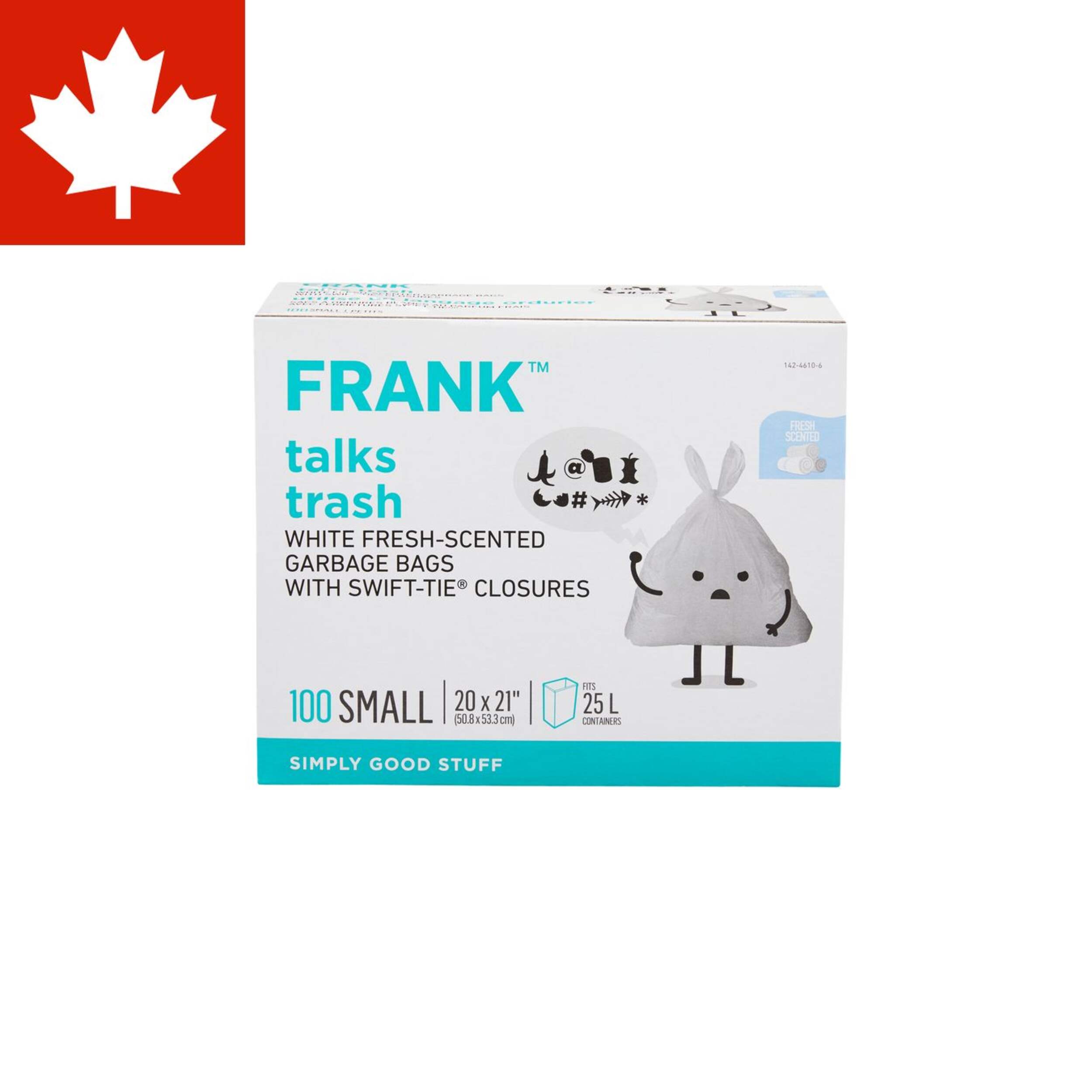 FRANK Small Swift-Tie Fresh Scented Garbage Bags, 100-pk, White, 25-L Front_Elevated
