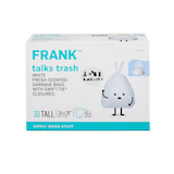 FRANK Tall Swift-Tie Fresh Scented Garbage Bags, 30-pk, White, 45-L Front_Elevated