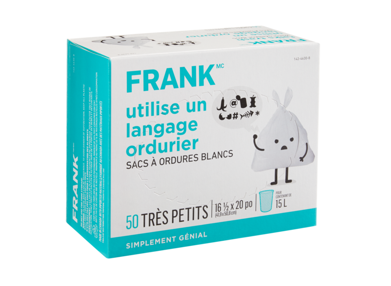 Sacs à ordures FRANK avec attaches Swift-Tie, non parfumés, extra-petit,  blanc, 15 L, paq. 50