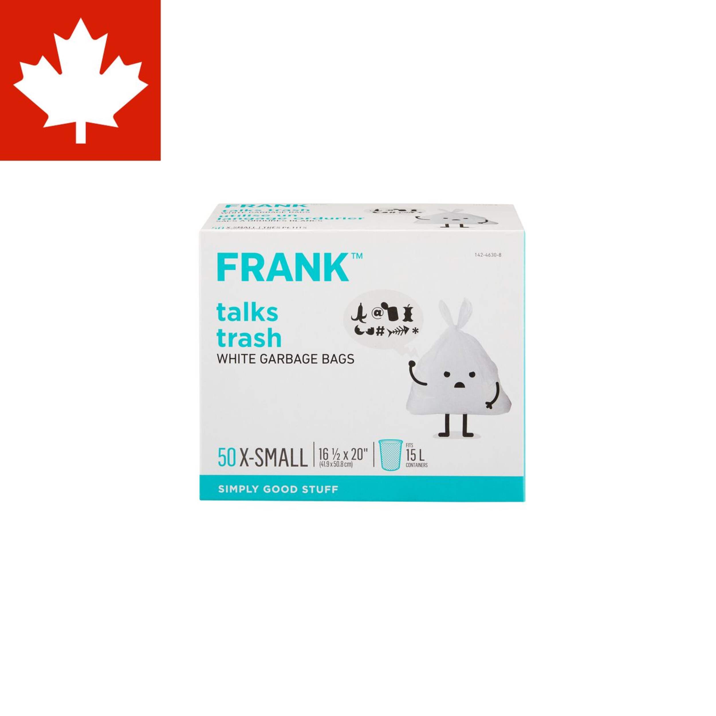 FRANK Extra-Small Swift-Tie Unscented Garbage Bags, 50-pk, White, 15-L Front_Elevated
