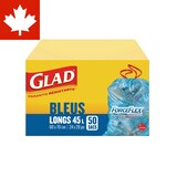 Sacs de recyclage à cordon Glad ForceFlex, long, bleu, paq. 50, 45 L Front_Elevated