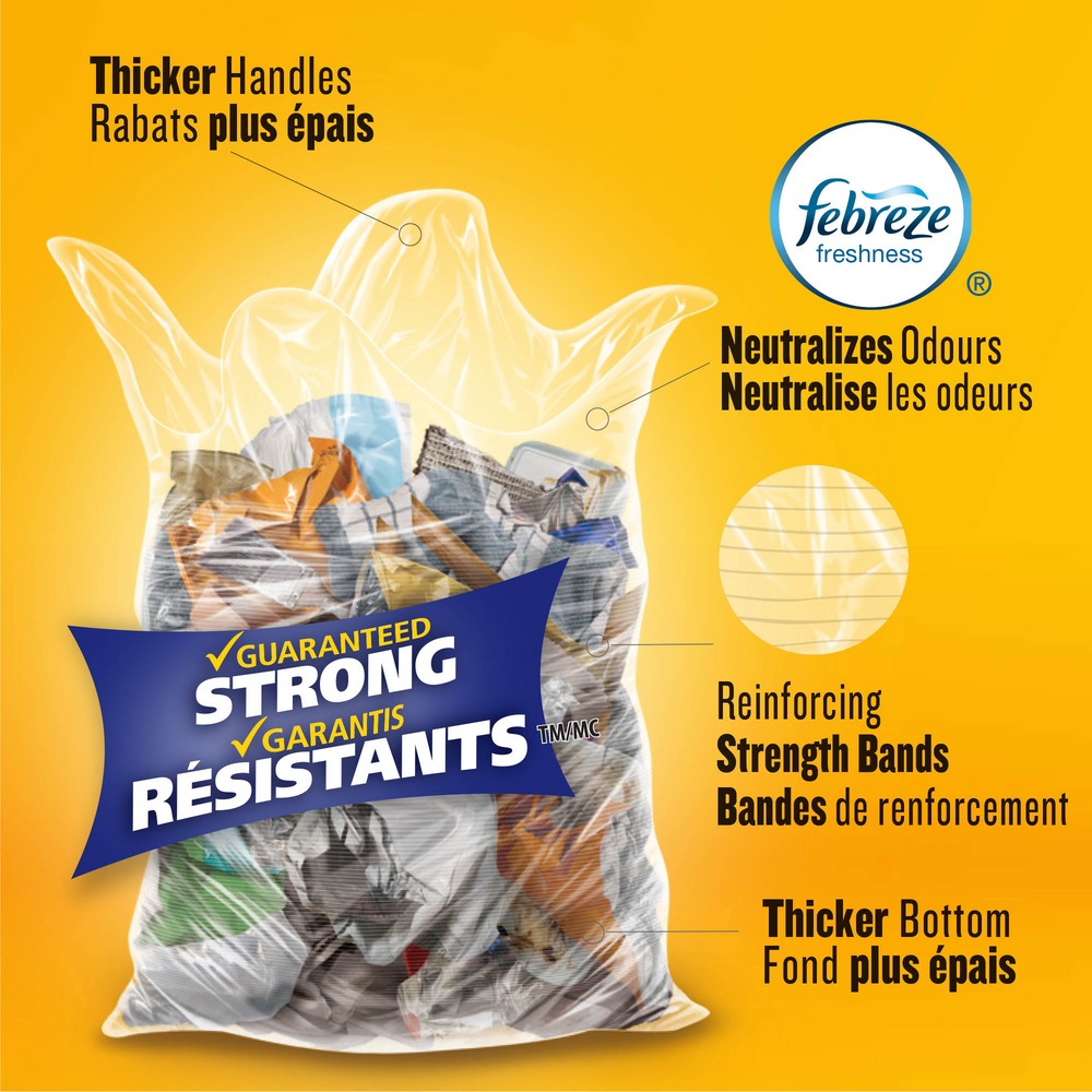 Glad Large EasyTie Flap Garbage Bags, 30pk, Clear, 90L Canadian Tire