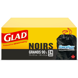 Sacs à ordures à cordon Glad ForceFlex, grand, noir, paq. 24, 90 L Front_Elevated