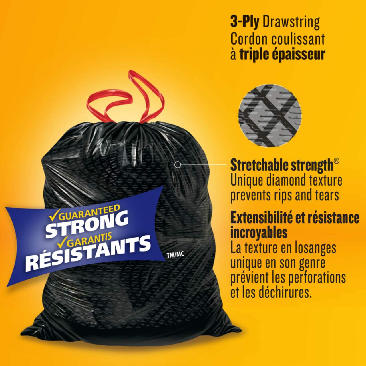 Sac poubelle avec cordon de serrage, 60 l, LDPE noir, rouleau de 10 sa –  Swiss Neo Trading GmbH