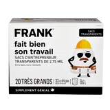Sacs à ordures très robustes FRANK, transparent, très grand, paq. 20, 135 L Front_Elevated