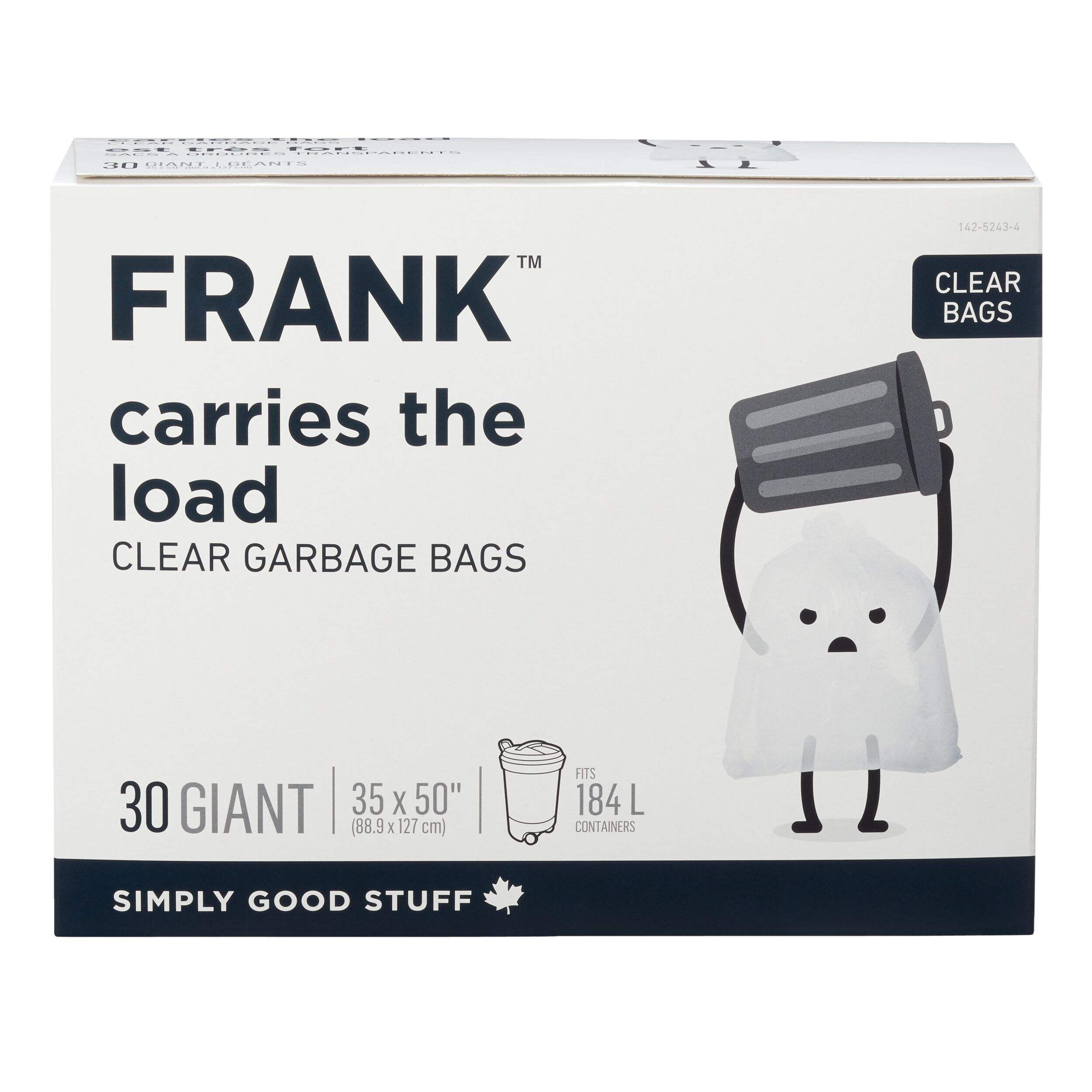 FRANK Giant Clear Garbage Bags, 30-pk, 184L Front_Elevated
