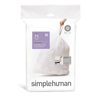 simplehuman Code D Drawstring Custom Fit Trash Can Liners, 20-pk, White, 20-L Front_Flat