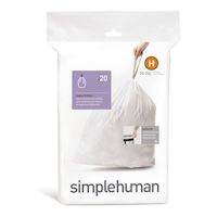 simplehuman Code H Drawstring Custom Fit Trash Can Liners, 20-pk, White, 30-35-L Front_Flat