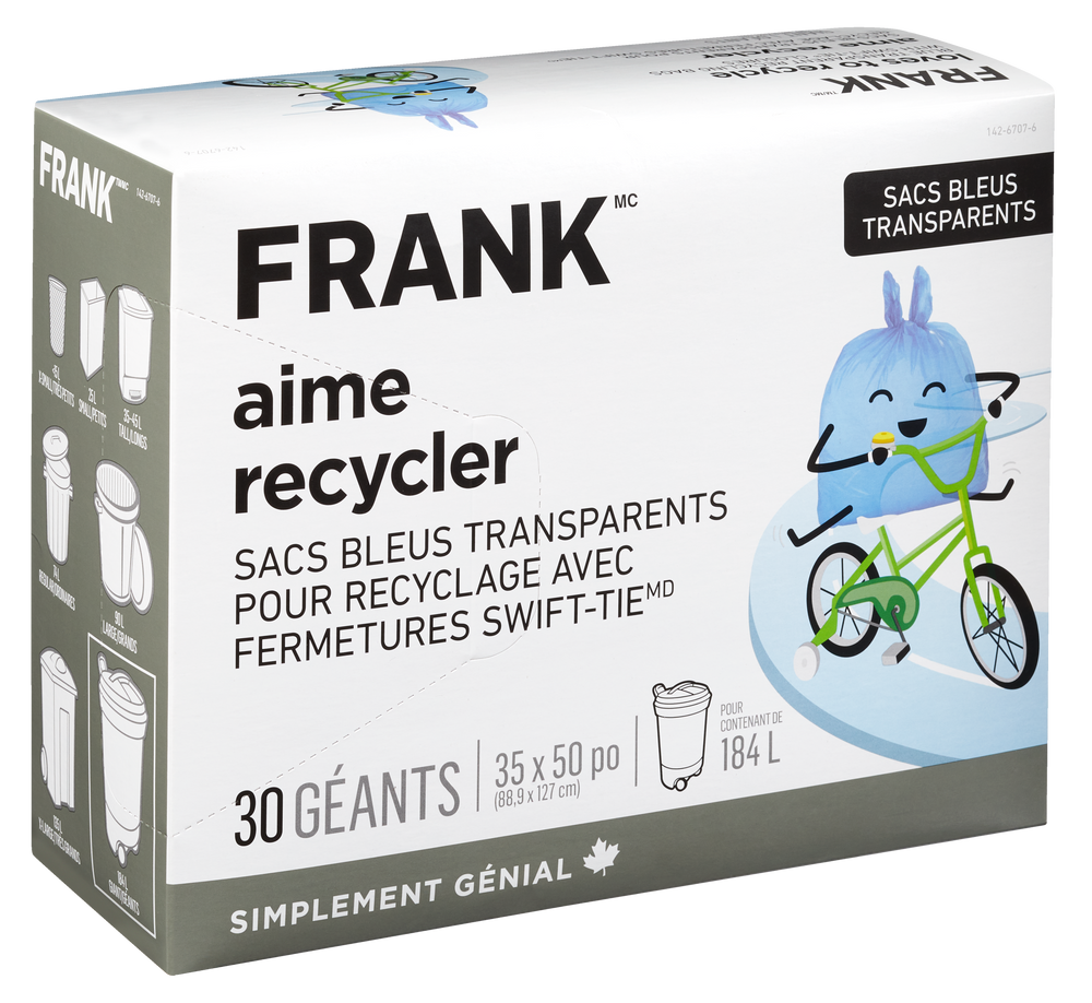 Sacs de recyclage bleus FRANK, géant, 184 L, paq. 30 Canadian Tire
