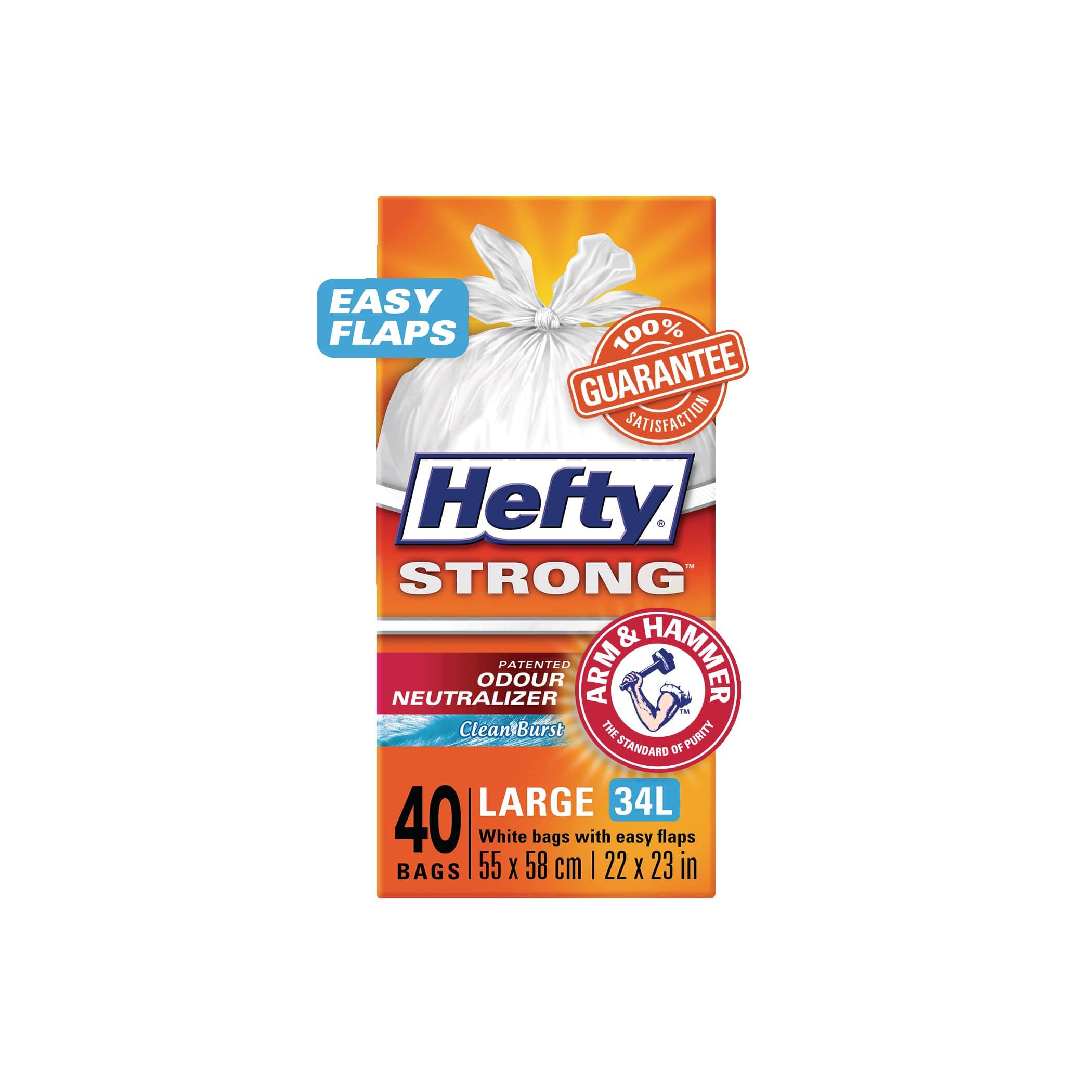 Hefty STRONG Tall 34 L White Kitchen Garbage Bags with ARM HAMMER 40 pk Canadian Tire