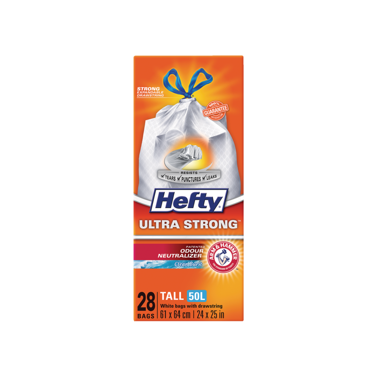 Hefty® ULTRA STRONG™ Tall 50-L White Kitchen Garbage Bags with Drawstring &  ARM & HAMMER™, 28-pk