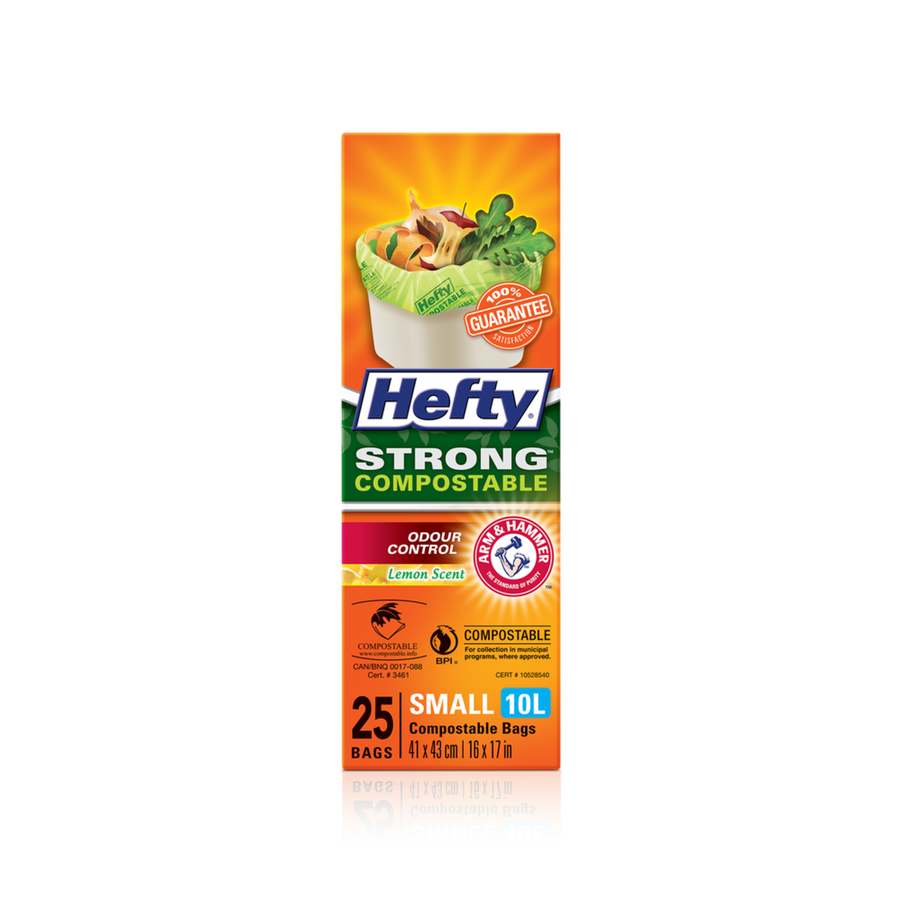 Hefty® STRONG™ Small 10L Compostable Bags with ARM & HAMMER