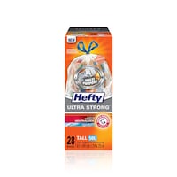 Hefty® ULTRA STRONG™ Tall 50-L Clear Multipurpose Garbage Bags with Drawstring & ARM & HAMMER™, 28-pk Front_Flat