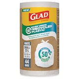 GLAD PCR Garbage Bags, White, 25-L Front_Flat
