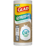 GLAD PCR Garbage Bags, White, 45-L Front_Flat