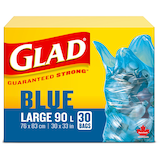 Glad Large Easy-Tie Flap Recycling Bags, 30-pk, Blue, 90-L Front_Elevated