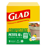 Sacs à déchets compostables à 100 % Glad Febreze, citron, petit, 100 %, paq. 100, 10 L Front_Elevated