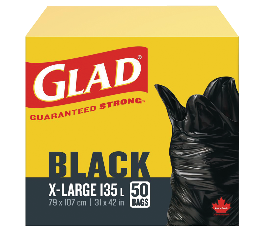 Glad ExtraLarge EasyTie Flap Indoor/Outdoor Garbage Bags, 50pk