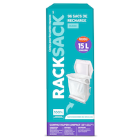 Rack Sack Roll Unscented Garbage Bags with Handles, 96-pk, White, 15-L