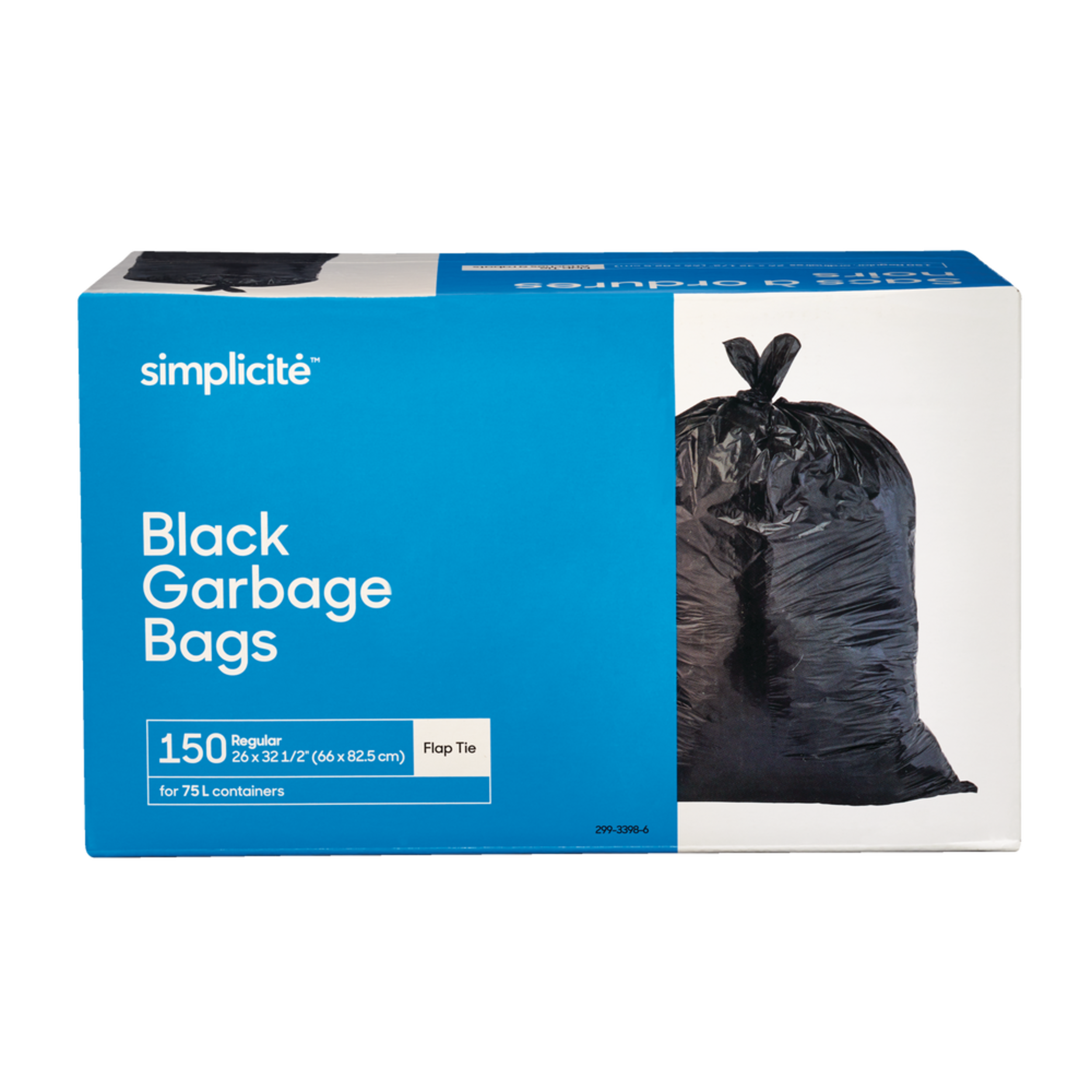 simplicité Regular Flap Tie Outdoor Garbage Bags, 150-pk Front_Elevated