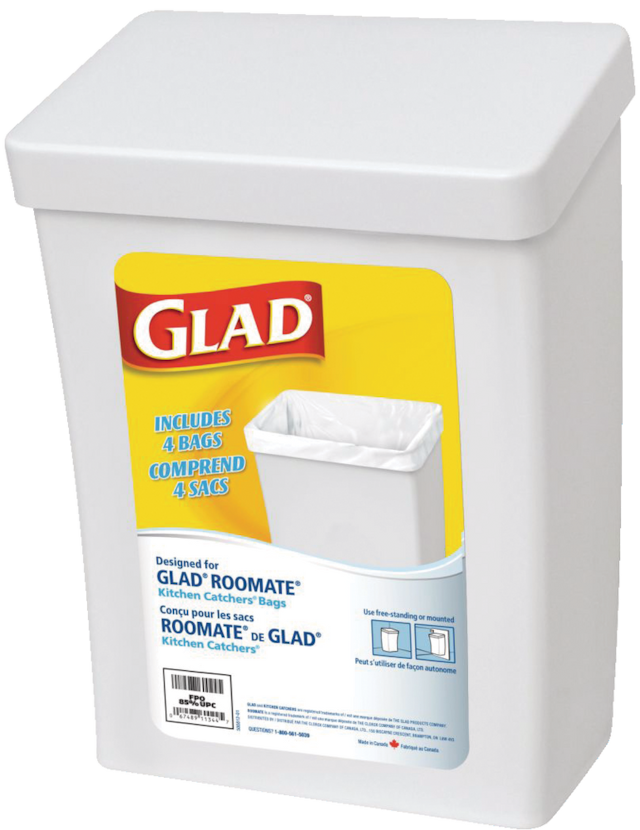Glad Roomate Plastic Rectangular Garbage Can, White, 15L Canadian Tire