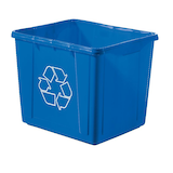 Orbis Plastic Rectangular Open Recycling Blue Box, 59-L Front_Angled_Left