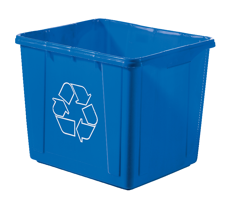 Orbis Plastic Rectangular Open Recycling Blue Box, 59-L