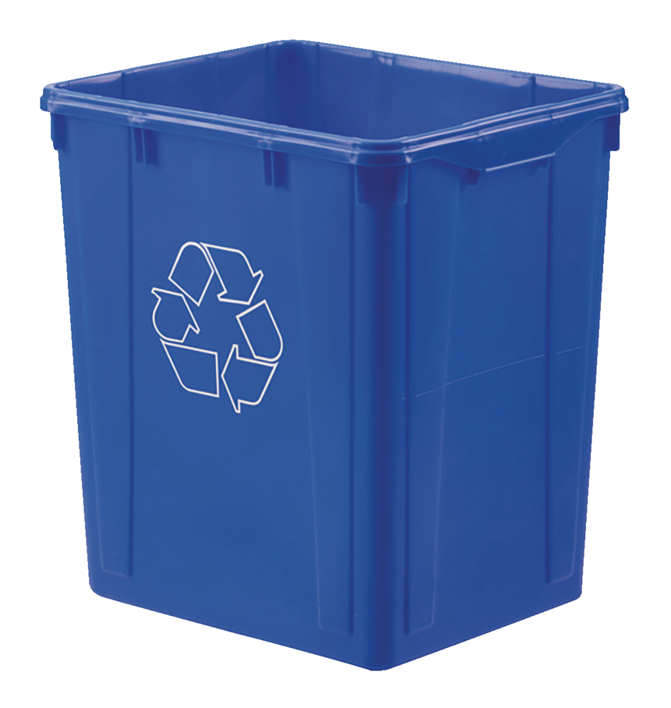 Boîte bleue de recyclage ouverte rectangulaire en plastique Orbis