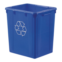 Boîte bleue de recyclage ouverte rectangulaire en plastique Orbis, 87 L
