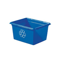 Orbis Plastic Rectangular Under-Desk Open Recycling Blue Box, 21-L