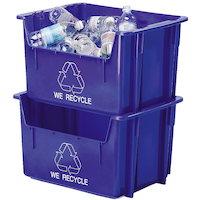Orbis Plastic Rectangular Stacking Recycling Blue Box/Garbage Can, Blue, 47-L