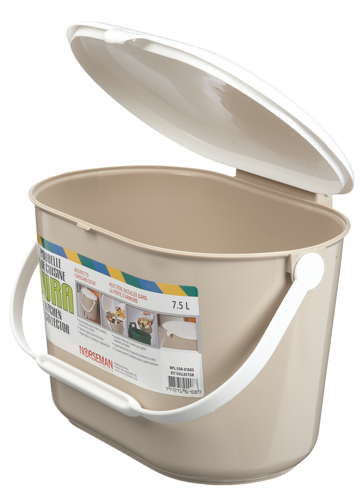 Orbis Plastic Compost Bin with Handle, White/Beige, 7L Canadian Tire