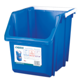 Orbis Plastic Rectangular Stacking Recycling Blue Box/Garbage Can, Blue, 22-L Front_Angled_Left