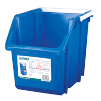 Orbis Plastic Rectangular Stacking Recycling Blue Box/Garbage Can, Blue, 22-L