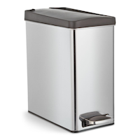 simplehuman Stainless Steel Rectangular Step Garbage Can, 10-L Front_Angled_Right