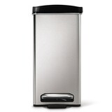 simplehuman Stainless Steel Rectangular Step Garbage Can, 10-L Front_Flat