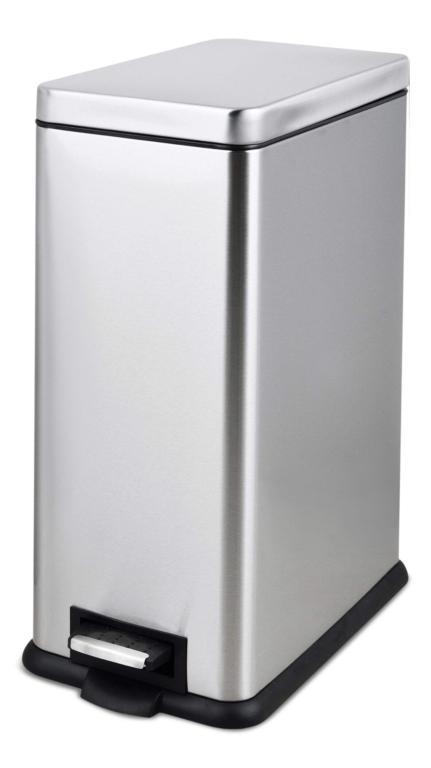 type A Stainless Steel Rectangular Step Garbage Can, 30-L Front_Angled_Left