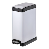 type A White Stainless Steel Rectangular Step Garbage Can, 8-L Front_Three_Fourths_Angled_Left