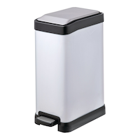type A White Stainless Steel Rectangular Step Garbage Can, 8-L Front_Three_Fourths_Angled_Left