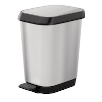 type A Garbage Bin, Silver, 25-L Front_Three_Fourths_Angled_Left