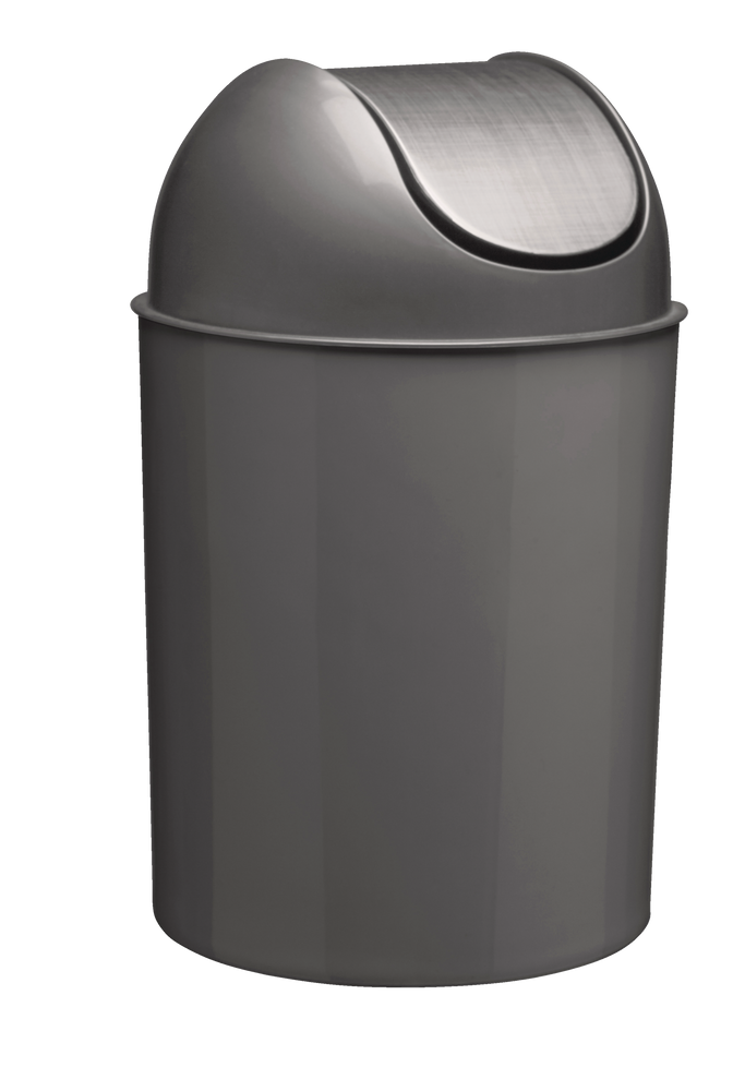 Umbra Loft Mini Plastic Round Swing Lid Garbage Can, Black, 5L