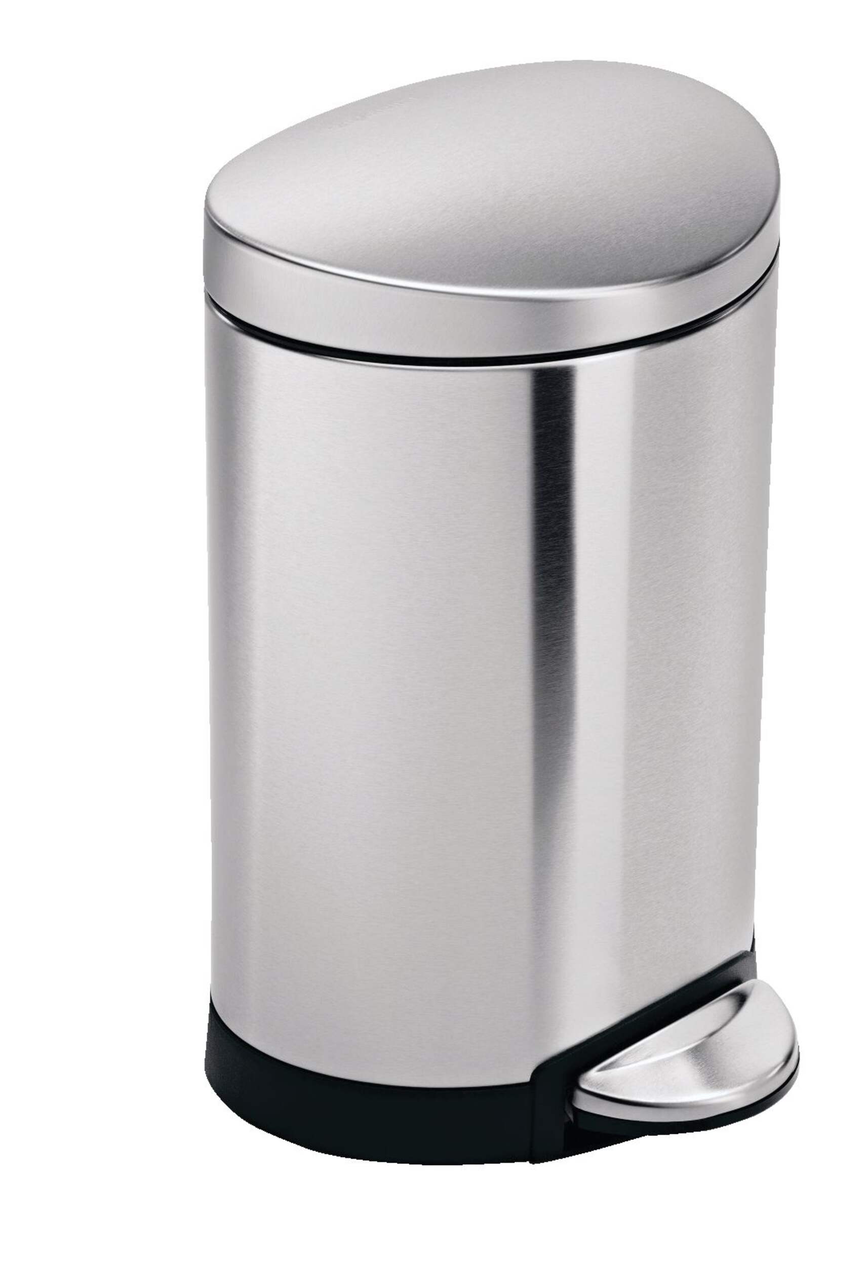simplehuman Stainless Steel Oblong Step Garbage Can, 6-L Front_Angled_Right
