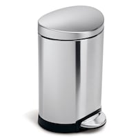 simplehuman Stainless Steel Oblong Step Garbage Can, 6-L