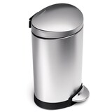 simplehuman Stainless Steel Oblong Step Garbage Can, 6-L Front_Angled_Right