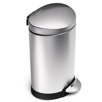 simplehuman Stainless Steel Oblong Step Garbage Can, 6-L Front_Angled_Right