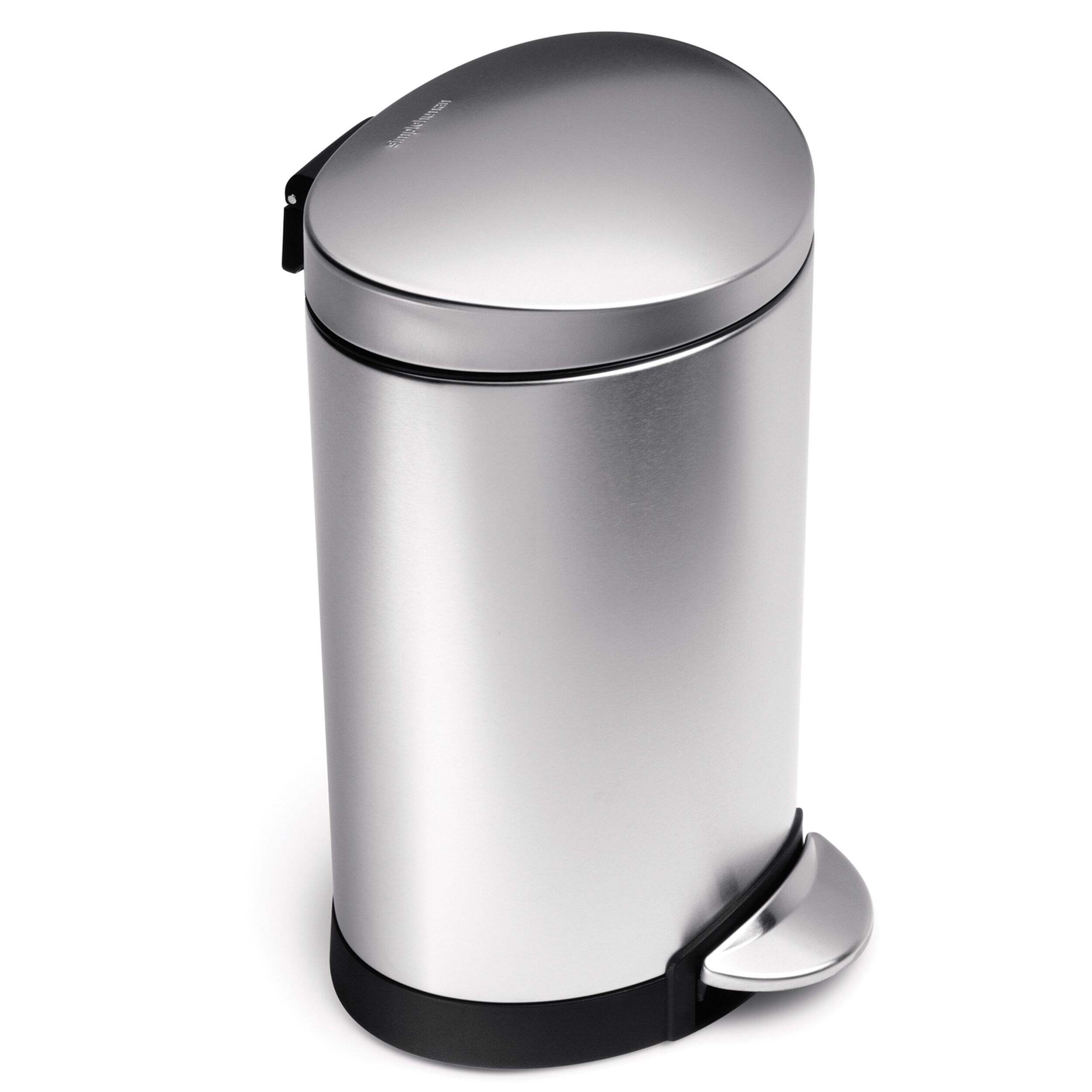 simplehuman Stainless Steel Oblong Step Garbage Can, 6-L Front_Angled_Right