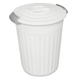 Sterilite Plastic Round Latching Utility Garbage Can, White, 23-L Front_Elevated